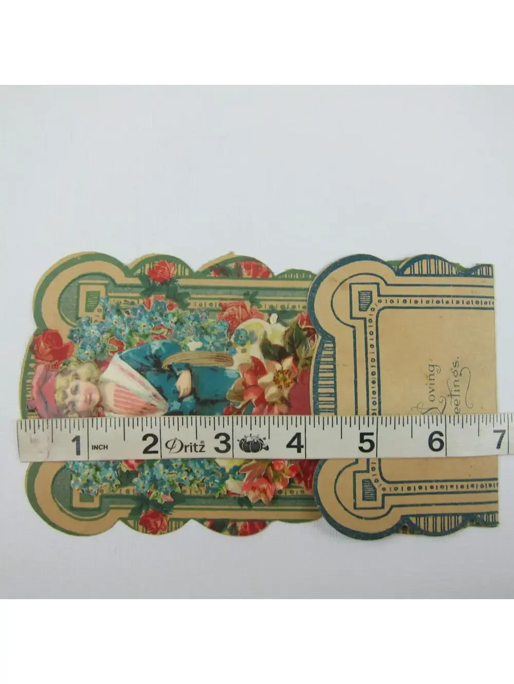 Antique Valentine Honeycomb 3D Pop Up Die Cut Boy Blue Sailor Suit Flowers Roses